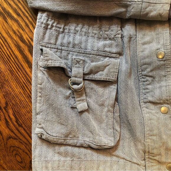 FREE PEOPLE Women’s Denim Full Zip Button Down Large Pocket Jacket Size 12 - Picture 6 of 12